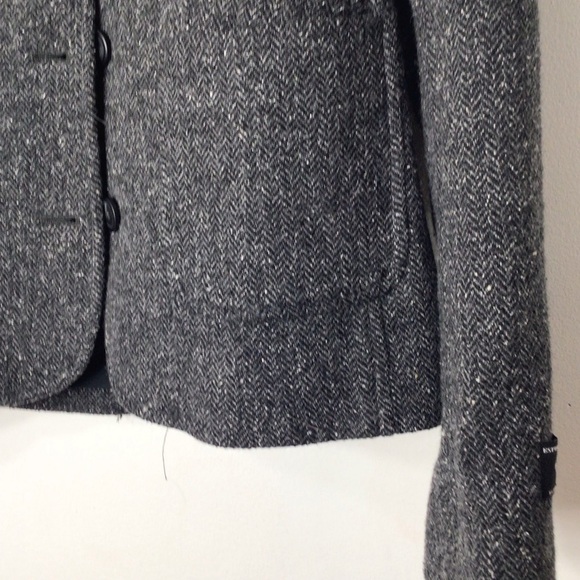 LL Bean tweed wool blazer xs black grey women classic career modest feminine - Picture 3 of 9